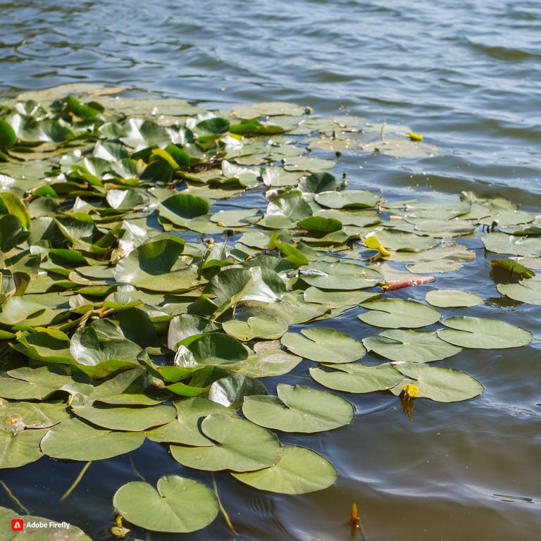 Firefly AQUATIC PLANTS on the river; water lily; natural texture; background 87974