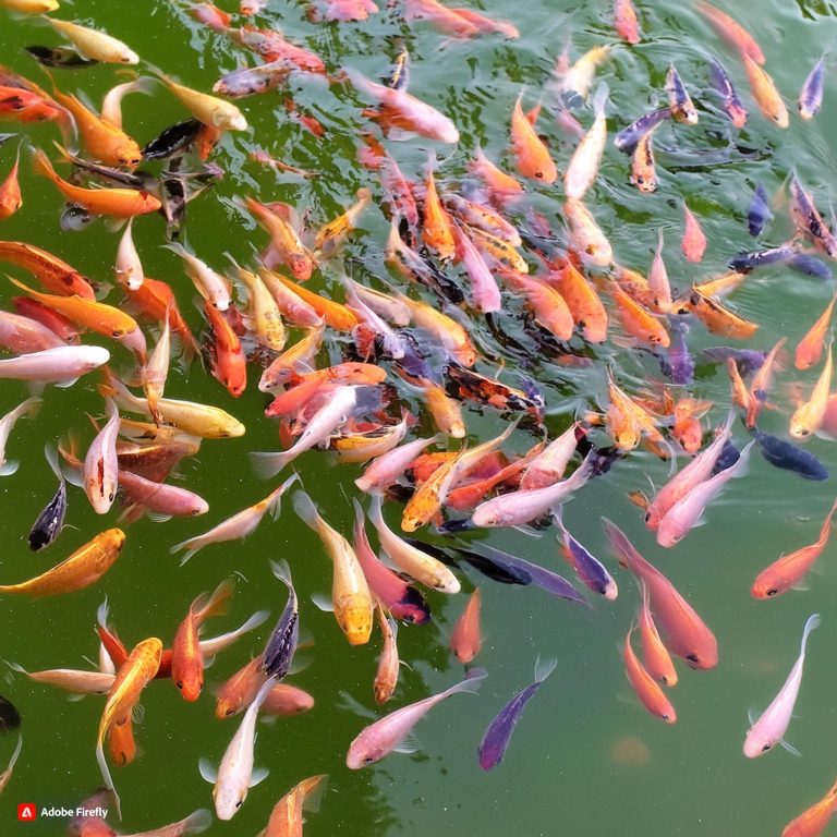 Firefly thousand of baby color fish in a pond 22520